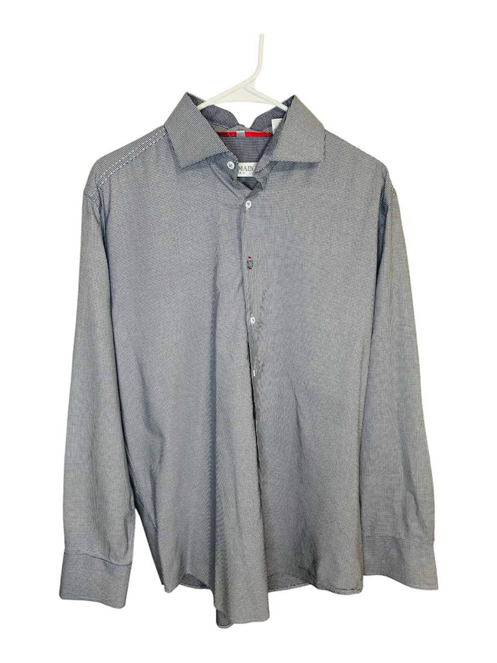 Balmain Paris Men’s Long Sleeve Button Up Shirt Blue White Check Size L 41-42